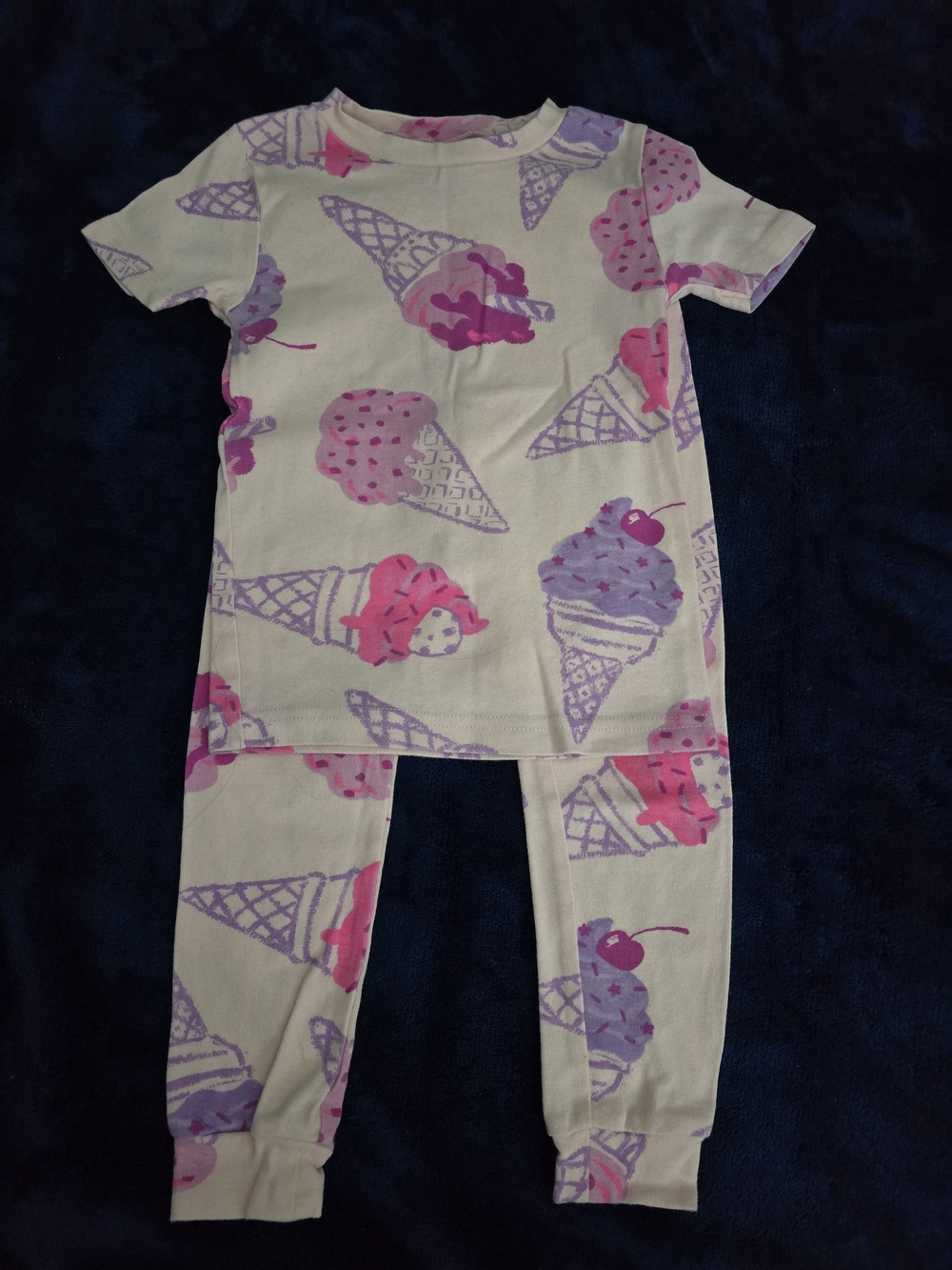 Girls Pink & Purple Ice Cream One-Piece Pajama Set